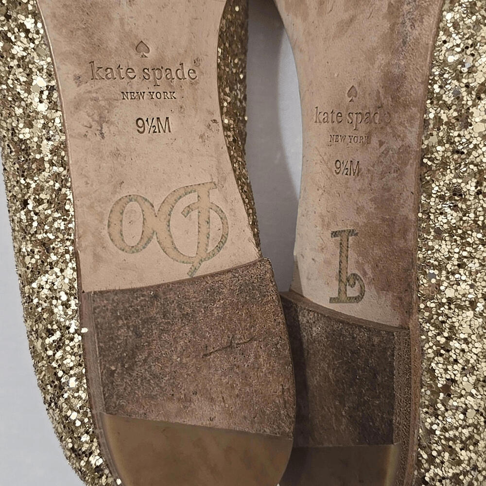 Kate Spade Willa Gold Glitter Flats Sz 9.5M - Picture 5 of 6